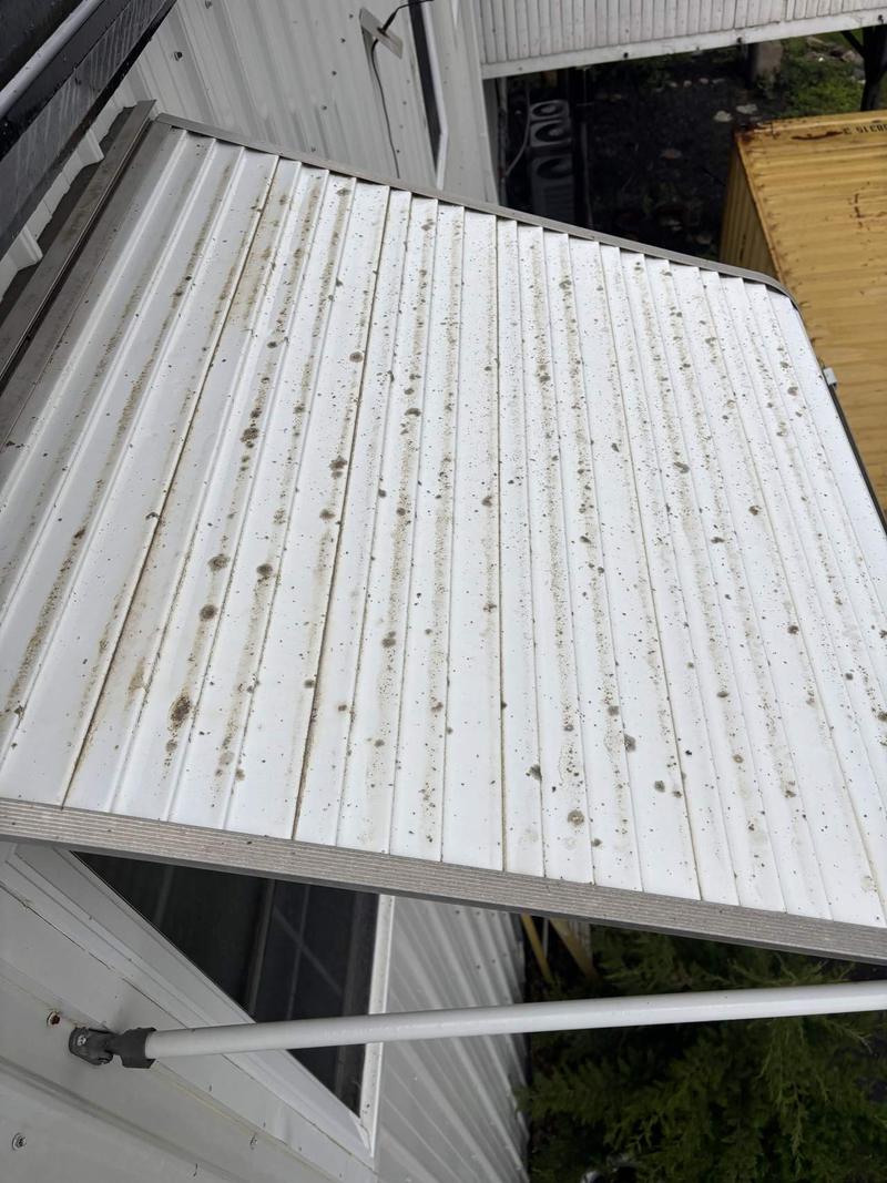 Metal awning, before cleaning
