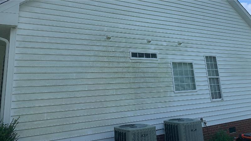White siding, before cleaning